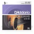 Lilla D'Addario EJ13-3D-pakke med tre sett 80/20-bronsestrenger, .011-.052