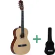 Sant CJ-36 SNA klassisk 3/4-gitar i naturfarge ved siden av en sort transportbag