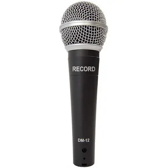 Record DM-12 håndholdt dynamisk mikrofon med svart håndtak og rundt gitter