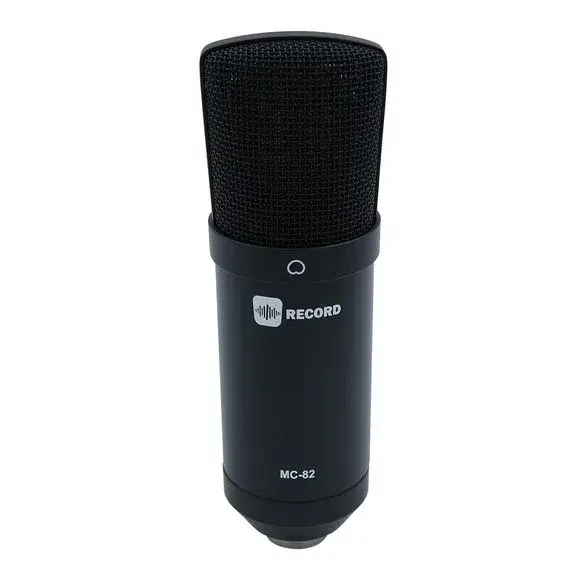Svart Record MC-82 BK kondensatormikrofon med avlangt gitter sett forfra