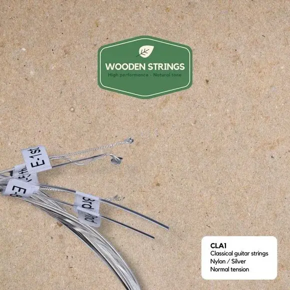 Wooden Strings CLA1 nylonstrenger med merkede strenger på papirbakgrunn